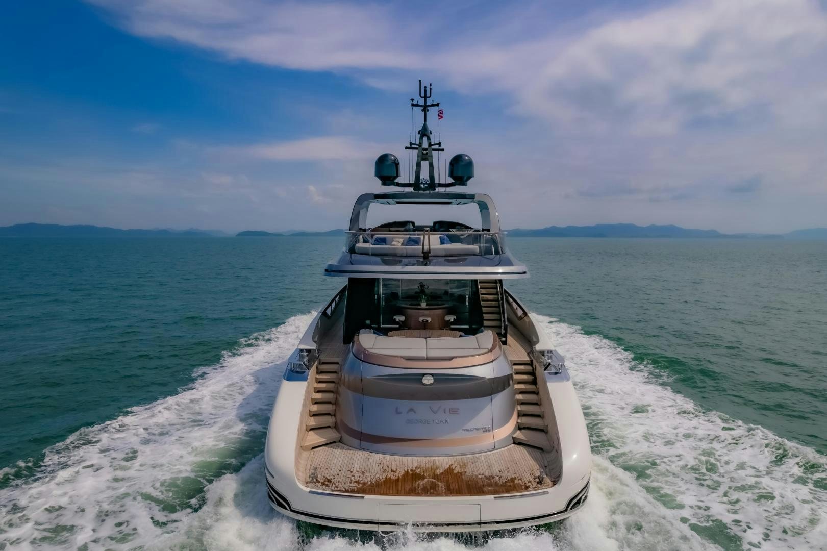 a boat on the water aboard LA VIE Yacht for Sale