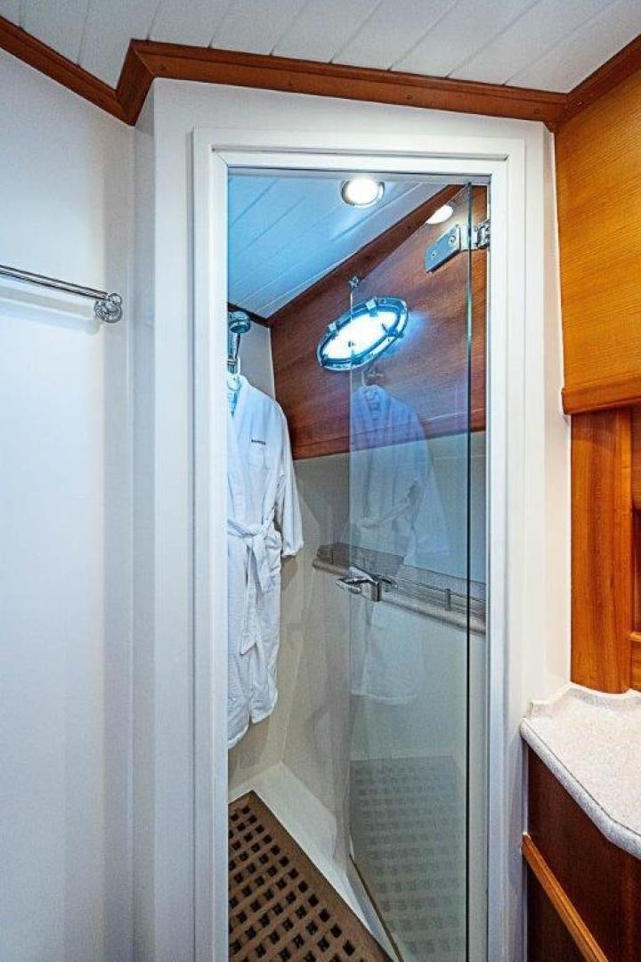 a shower unit with a glass door aboard NAMHARA Yacht for Sale