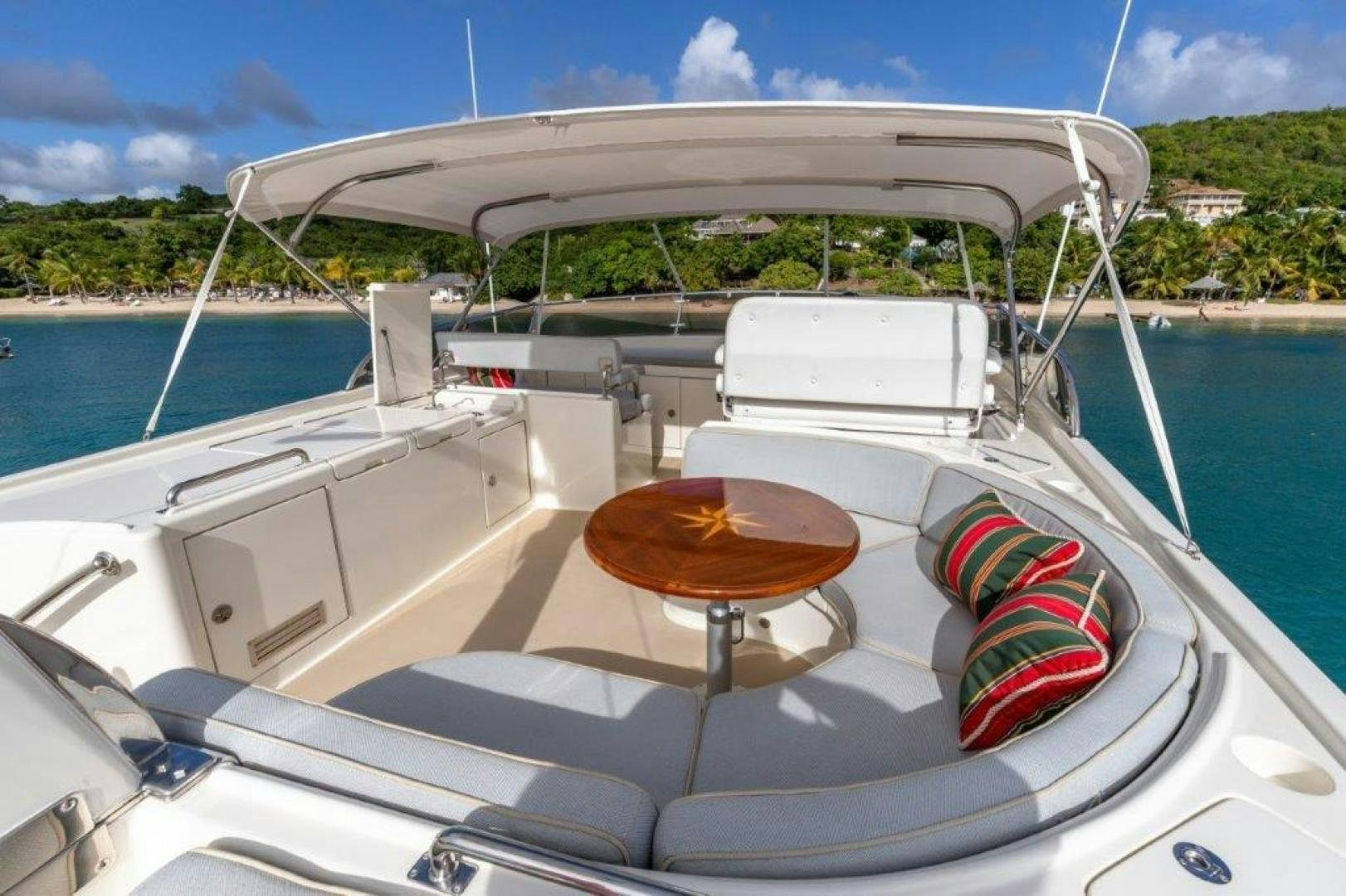 a boat with a seat on the front aboard NAMHARA Yacht for Sale