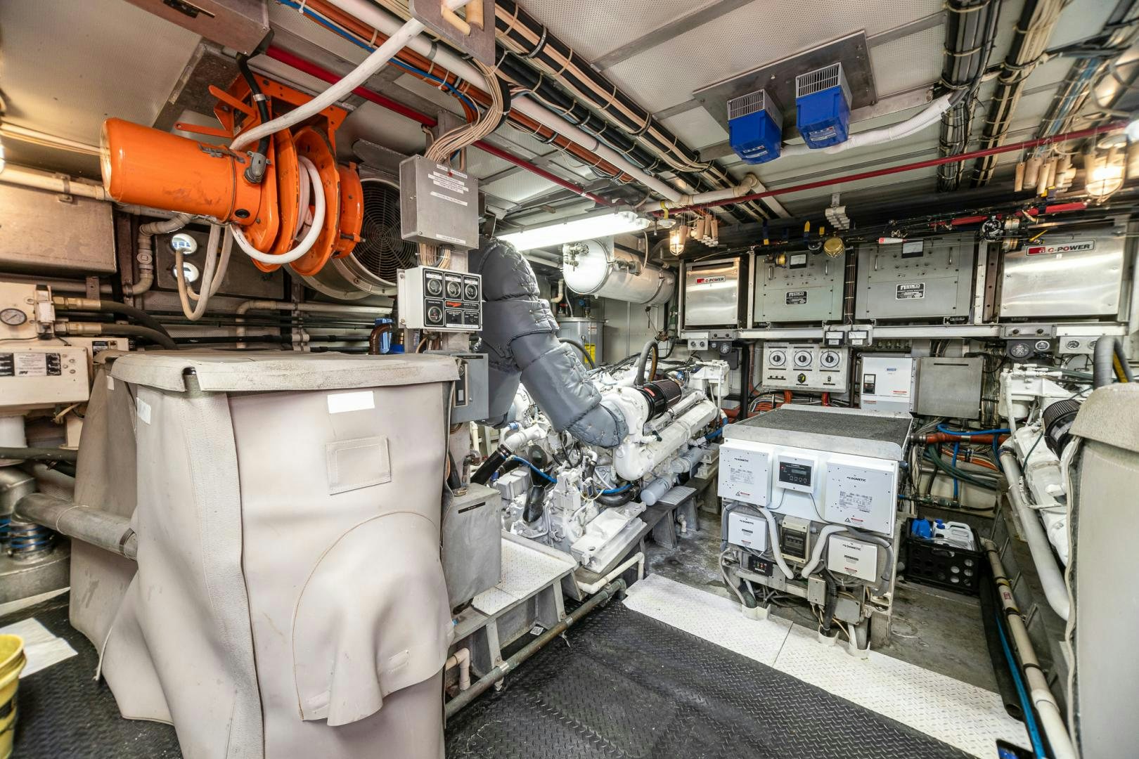 a room with machinery and tools aboard SIRENE Yacht for Sale