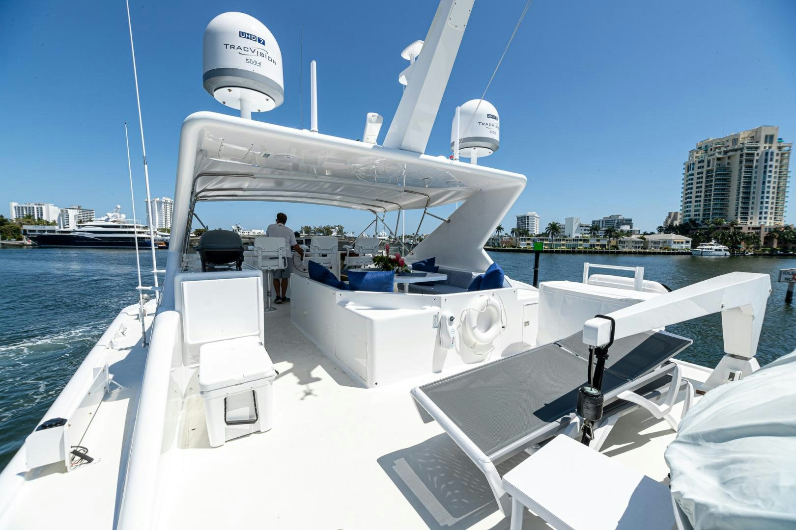 a boat with a couple of people on it aboard SIRENE Yacht for Sale