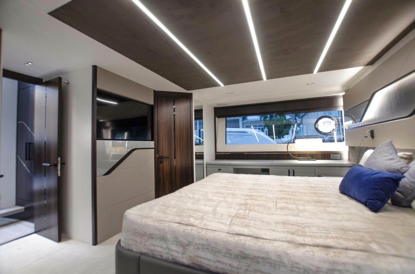 a bed in a room aboard DOUBLE OR NOTHING Yacht for Sale