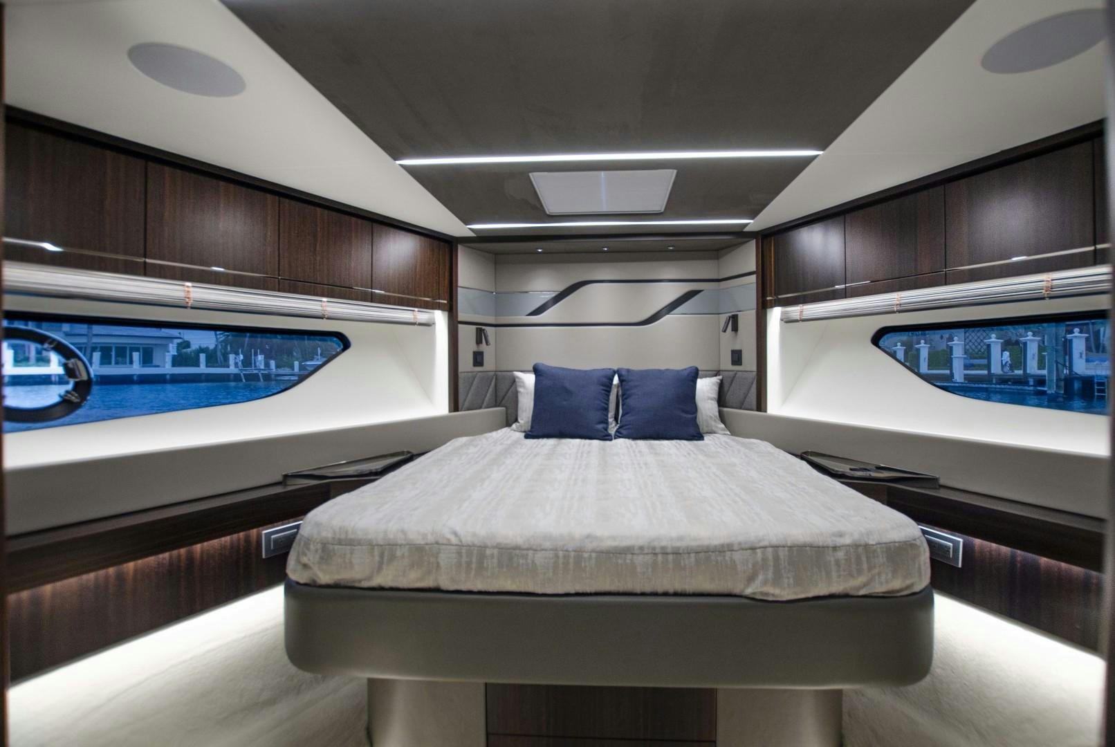 a bed in a room aboard DOUBLE OR NOTHING Yacht for Sale