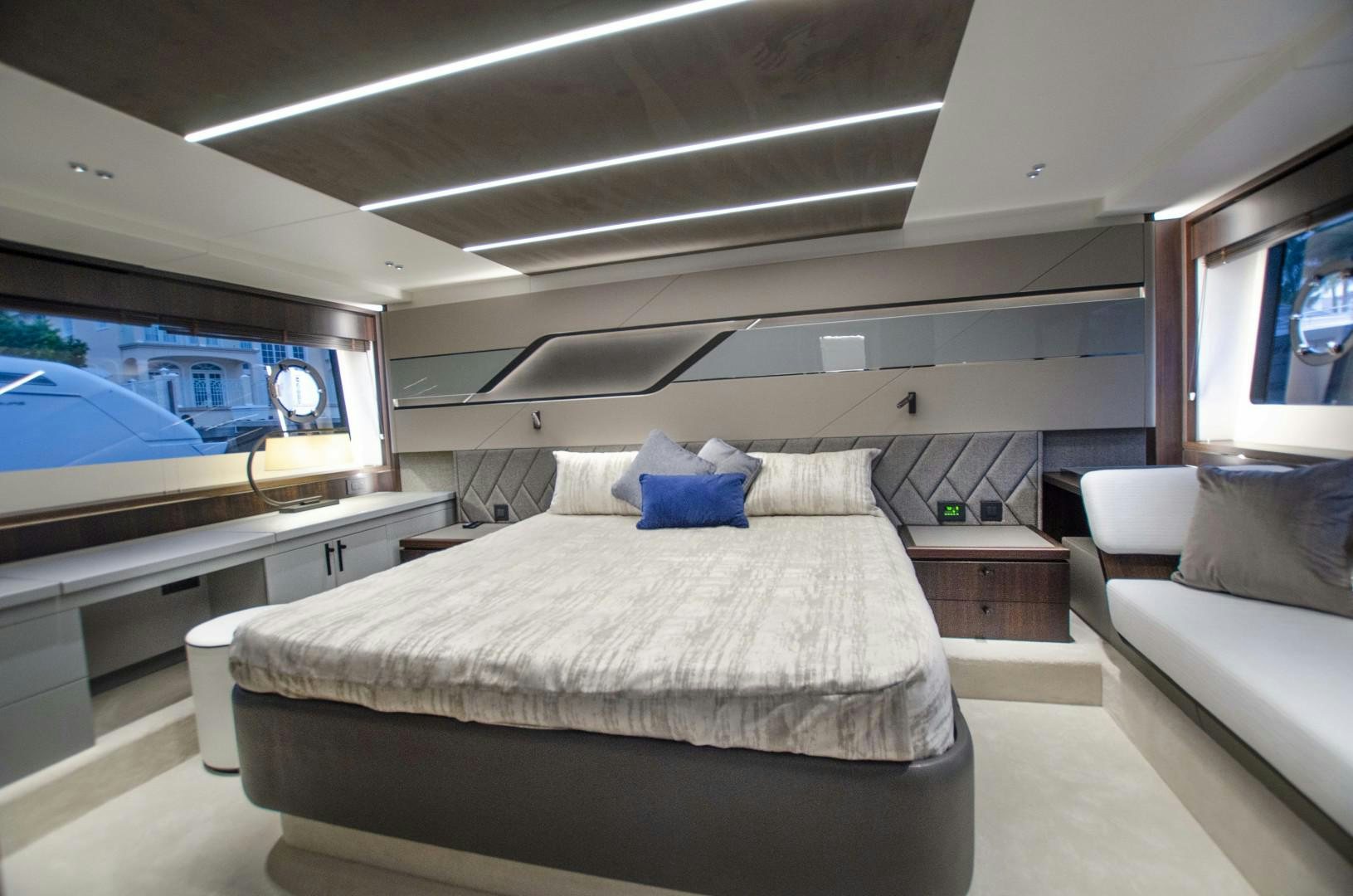 a room with a bed and a tv aboard DOUBLE OR NOTHING Yacht for Sale