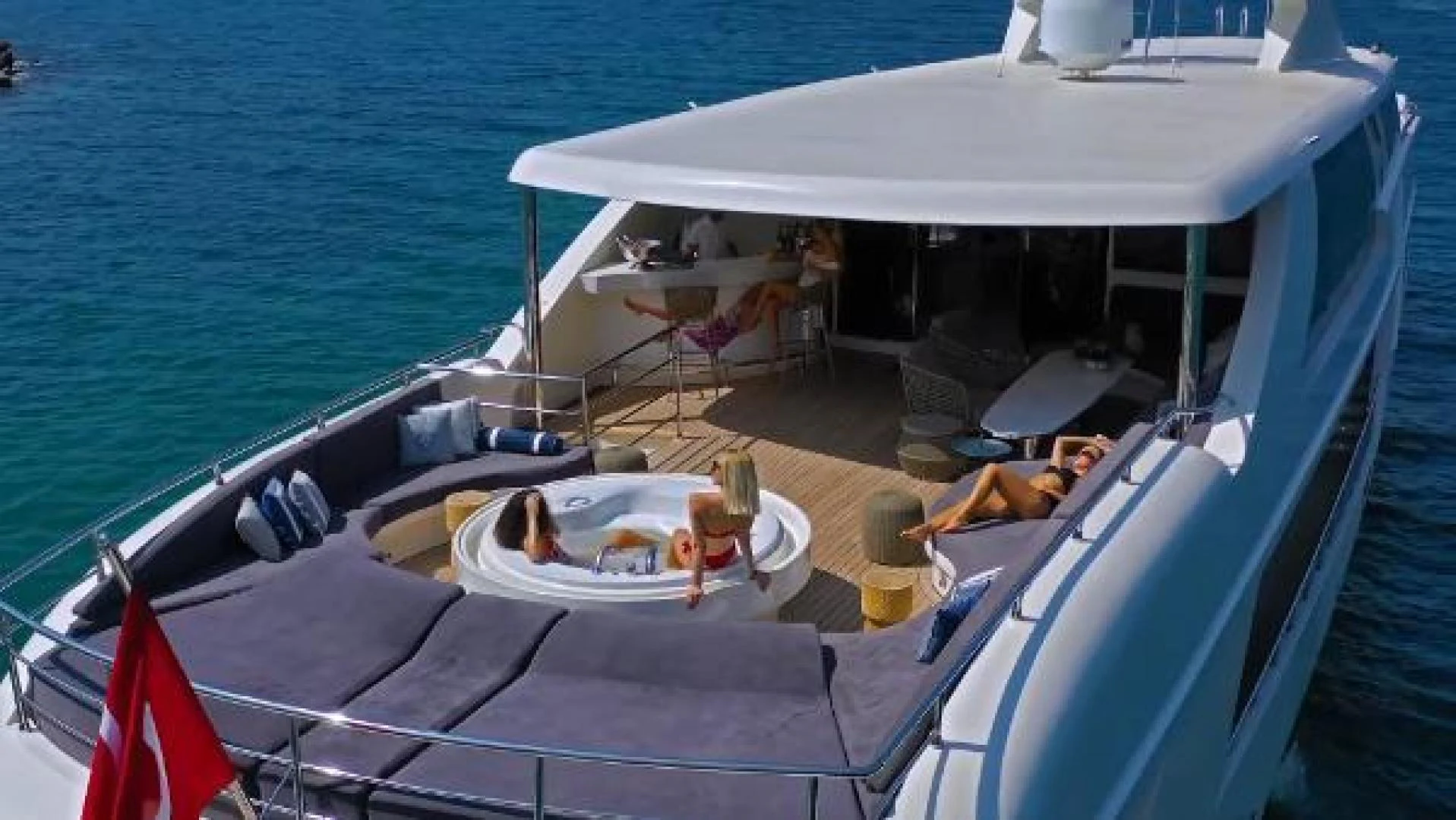 a boat with people on it aboard VETRO Yacht for Sale