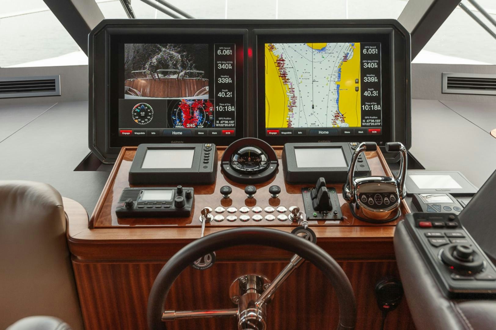 a computer with a monitor and other electronics on it aboard JEANNE SEA QUA Yacht for Sale