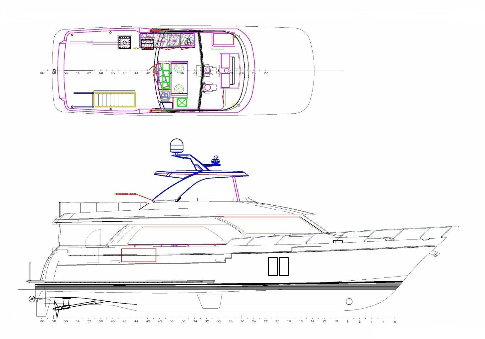 diagram, engineering drawing aboard JEANNE SEA QUA Yacht for Sale