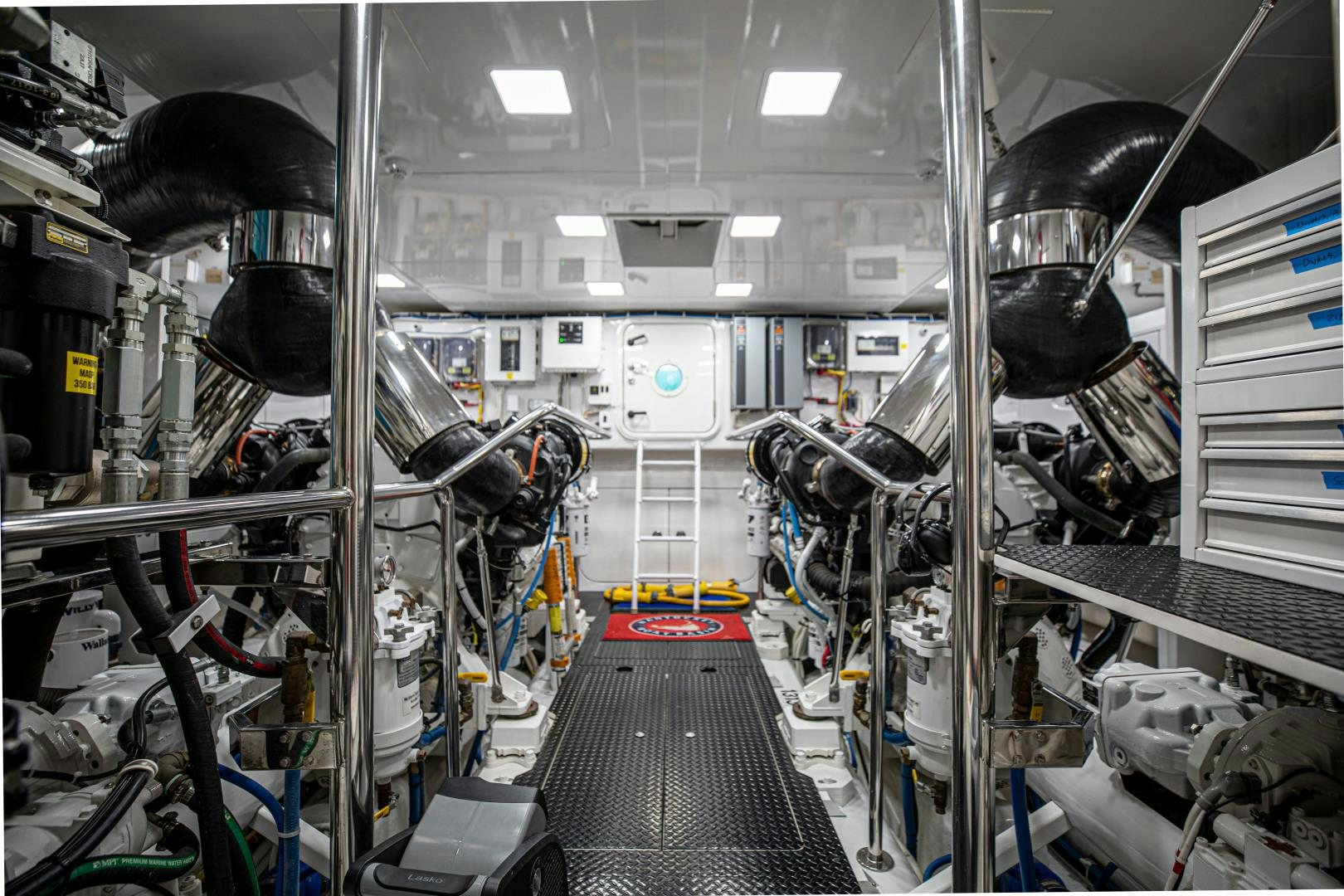 a room full of machines aboard INDIGO Yacht for Sale