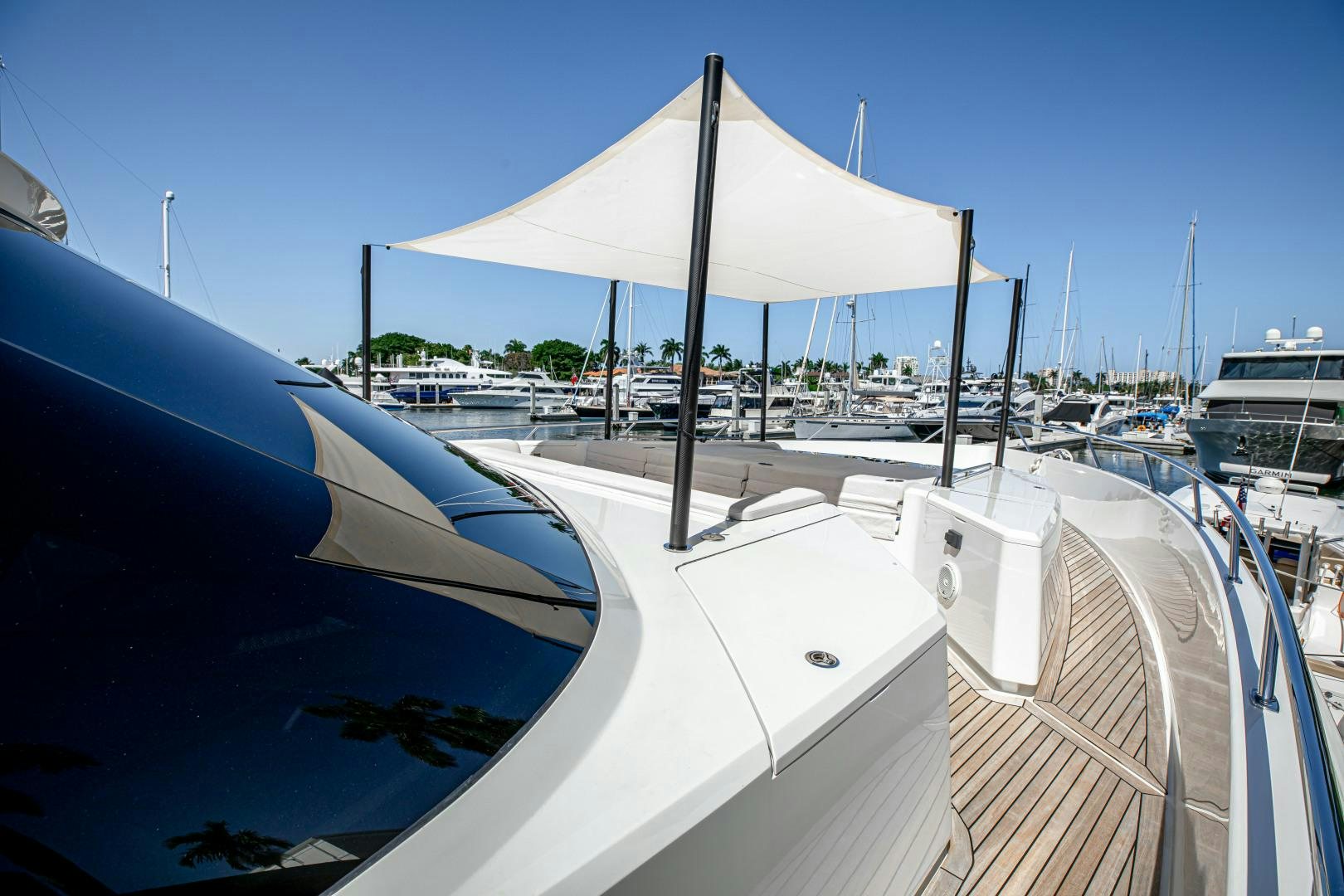 a boat with a white umbrella aboard INDIGO Yacht for Sale