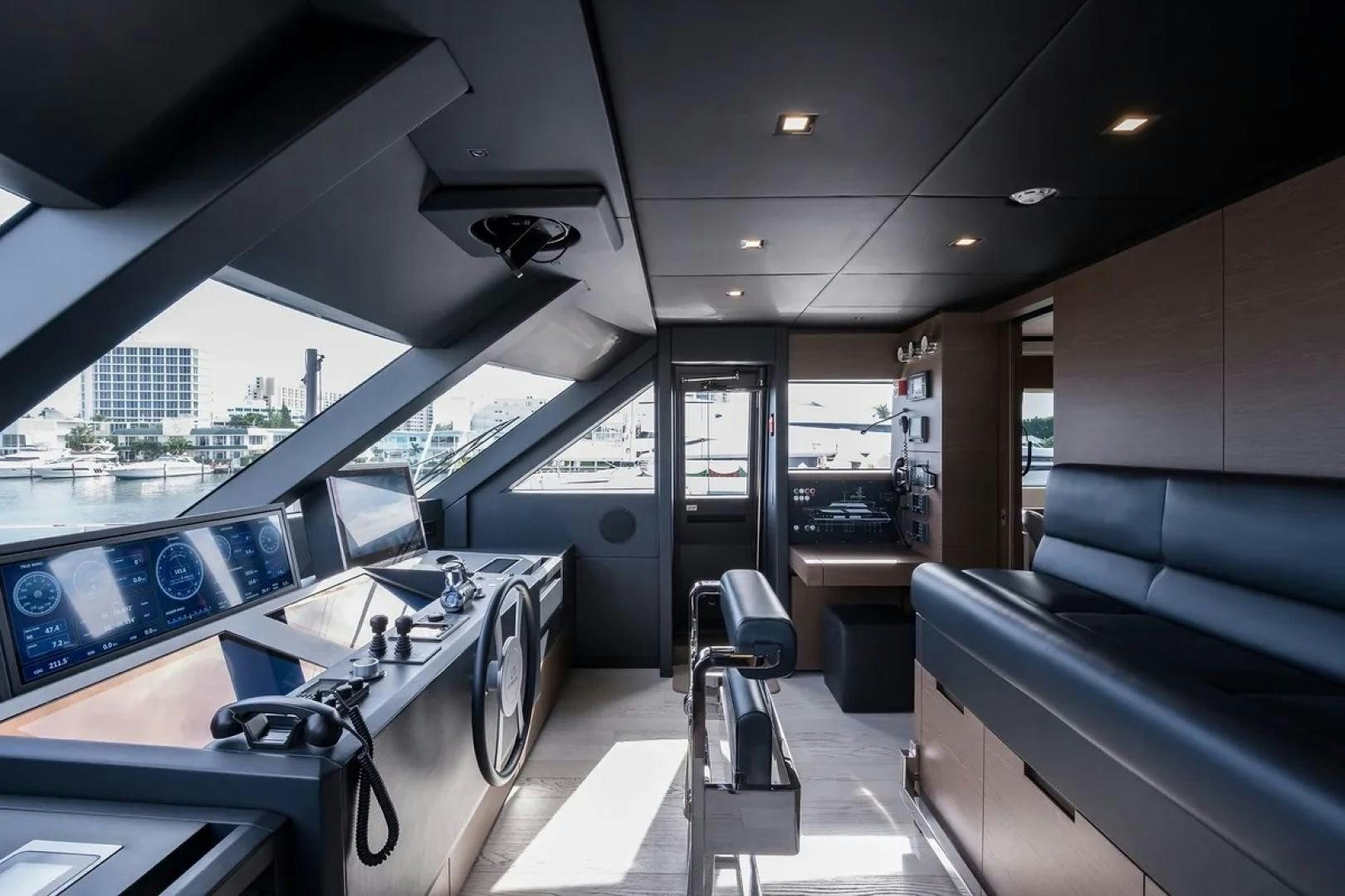 inside of a vehicle with a view of the city aboard GIOIA Yacht for Sale
