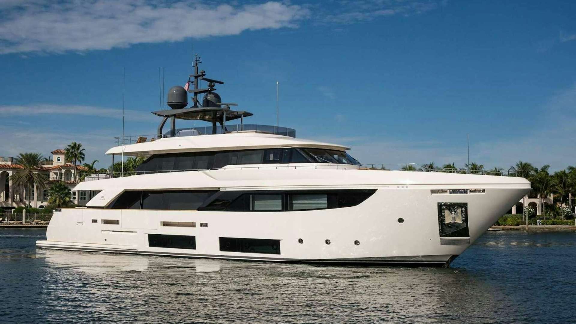a white yacht on the water aboard GIOIA Yacht for Sale