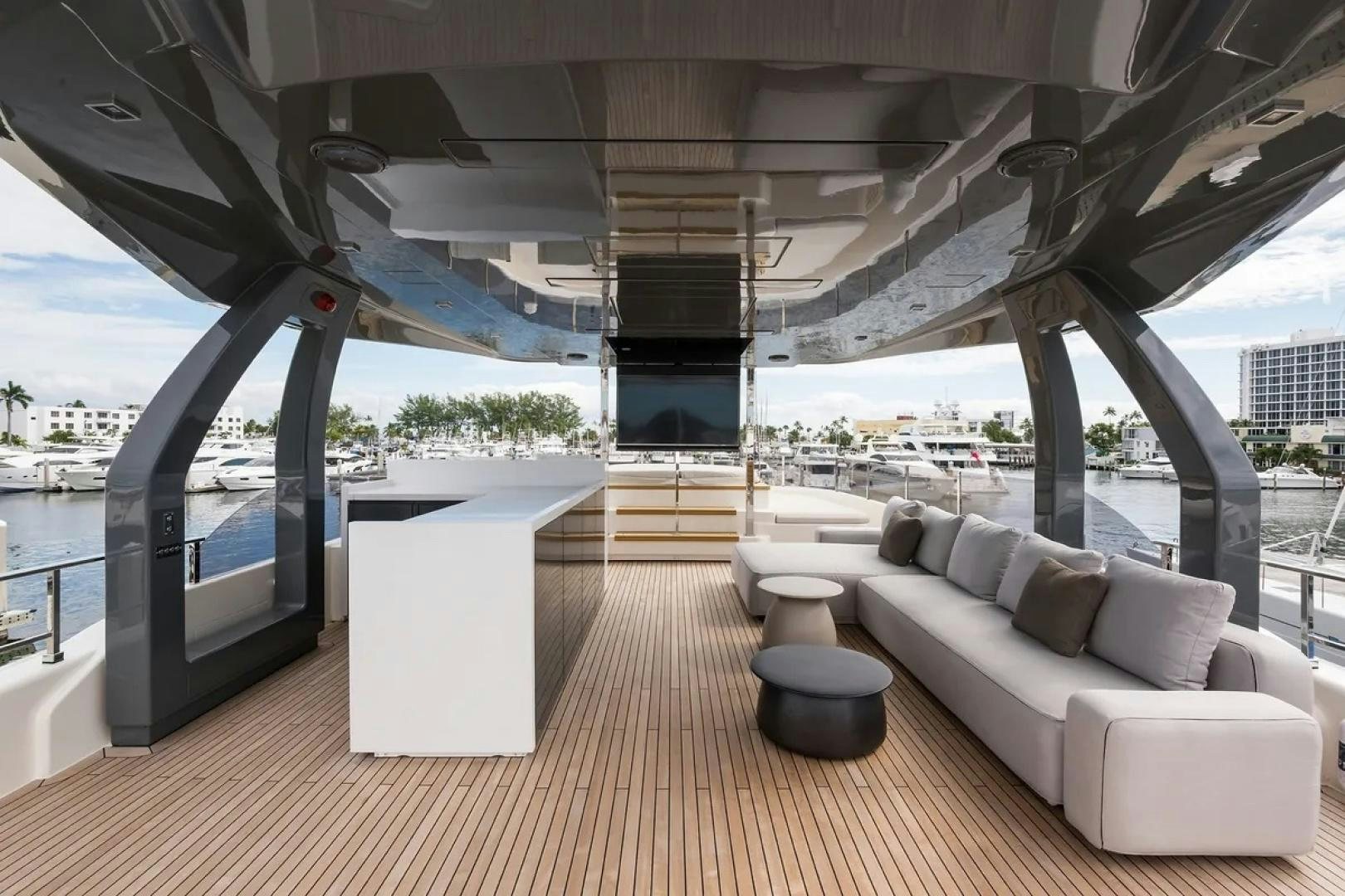 a room with a couch and a table aboard GIOIA Yacht for Sale
