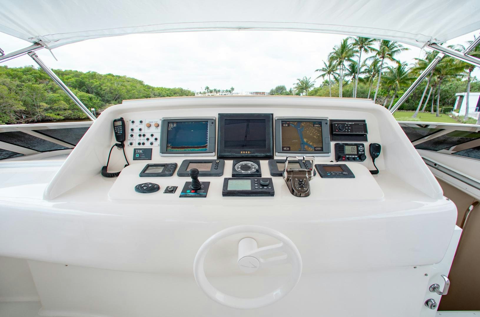 the inside of a car aboard 26 NORTH Yacht for Sale