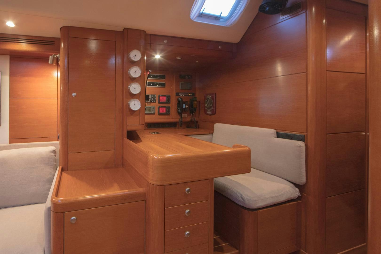 a room with a bed and a desk aboard GREY GOOSE Yacht for Sale