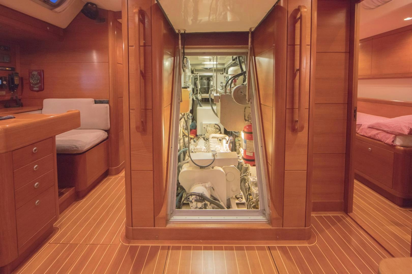 a bathroom with a large mirror aboard GREY GOOSE Yacht for Sale