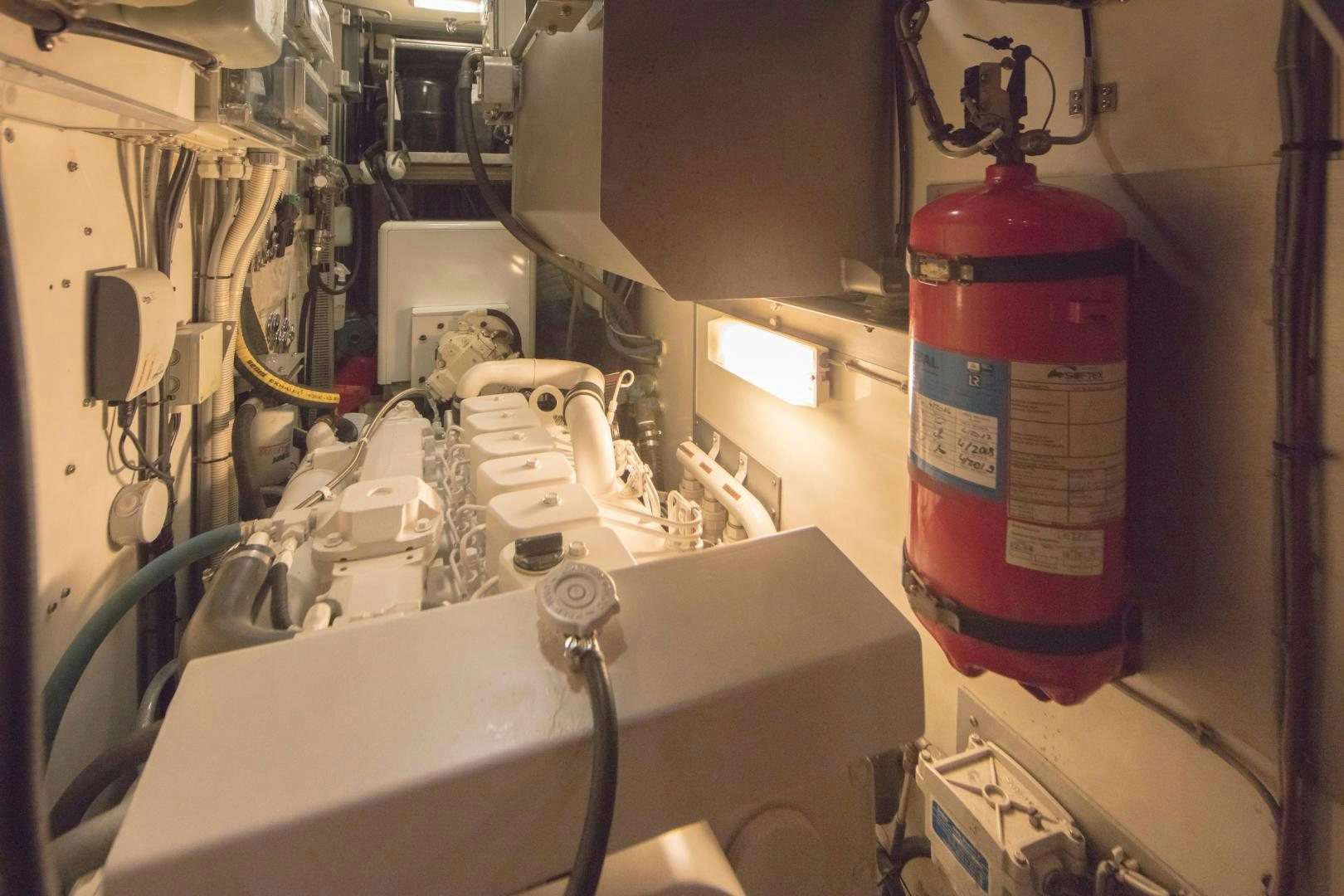 a red and white container on a sink aboard GREY GOOSE Yacht for Sale