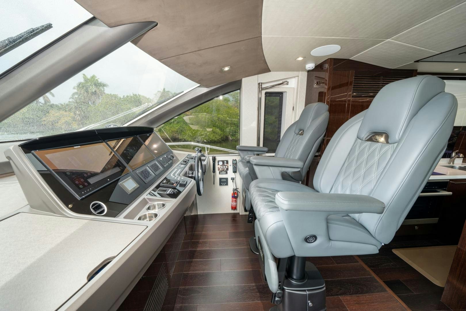 inside of a car aboard TEMPUS FUGIT Yacht for Sale