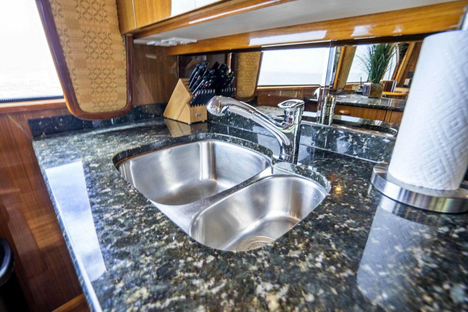 a sink in a kitchen aboard TRANQUILO Yacht for Sale