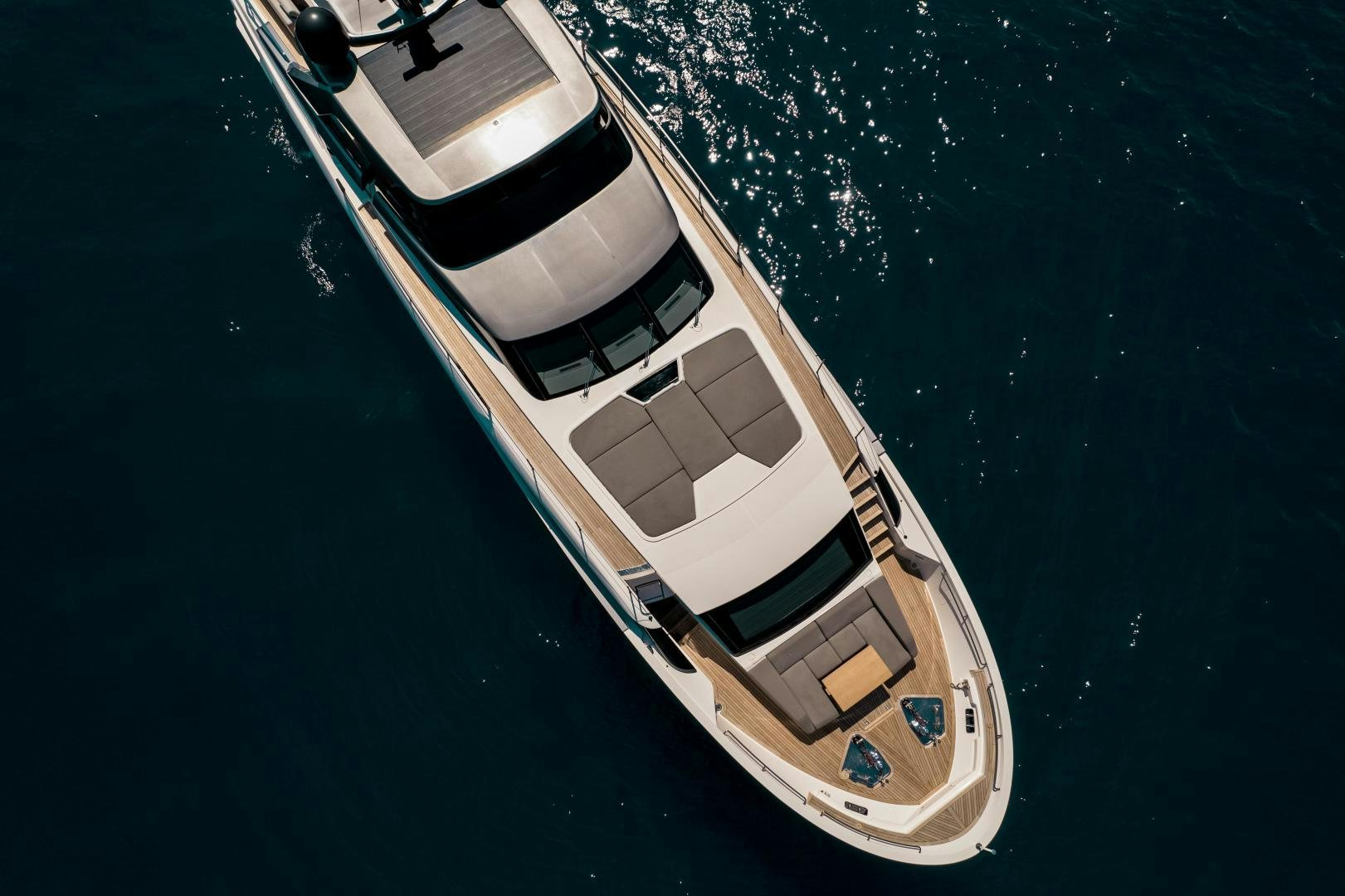 a high angle view of a boat aboard ACE Yacht for Sale