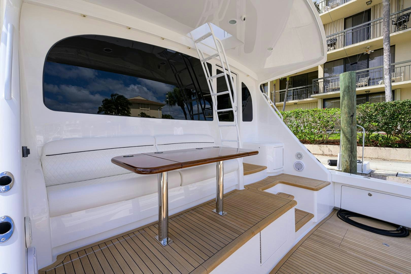 a table on a deck aboard SET IN MY WAVES Yacht for Sale