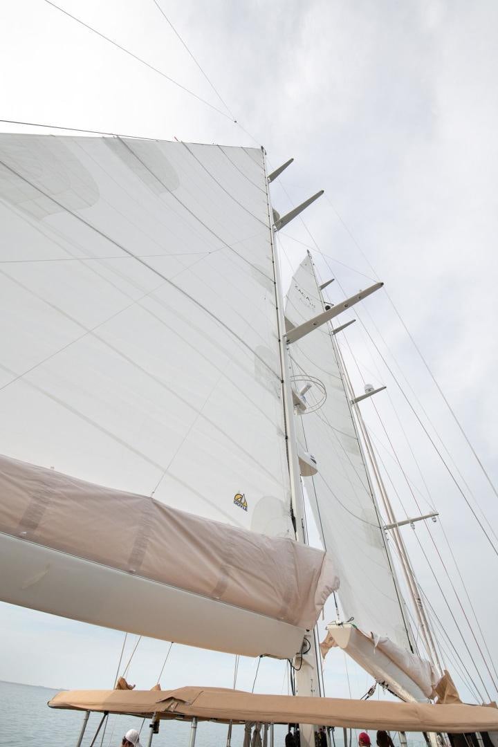 a large sailboat on the water aboard MELODY Yacht for Sale