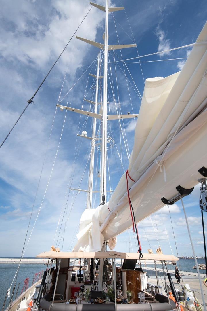 a large white sailboat aboard MELODY Yacht for Sale