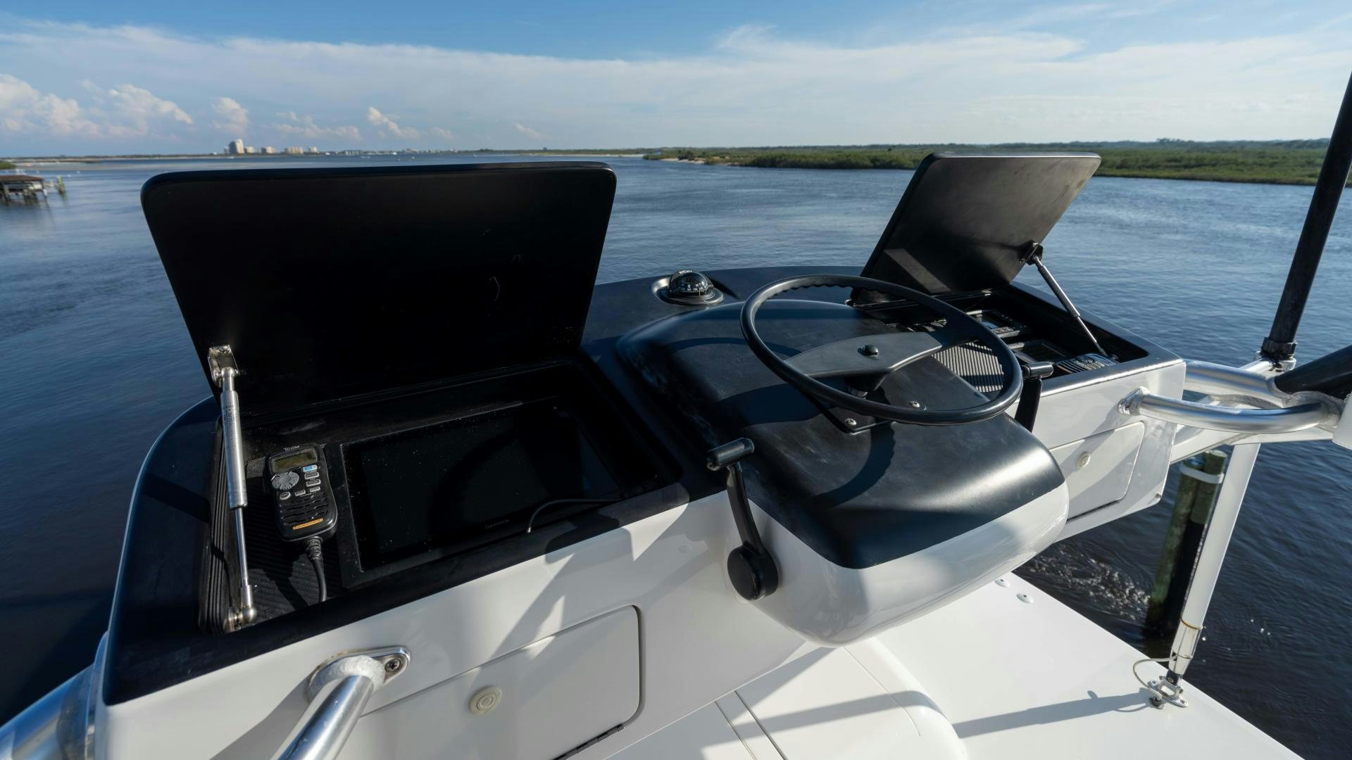 the front of a car aboard HOW SWEET IT IS Yacht for Sale