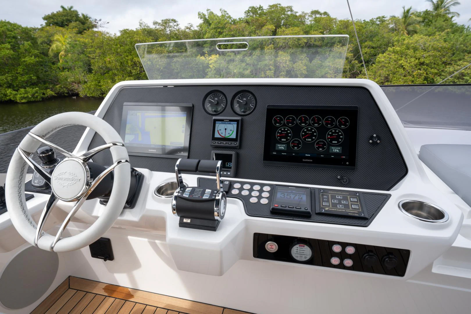 the inside of a car aboard DEALER DEMO Yacht for Sale
