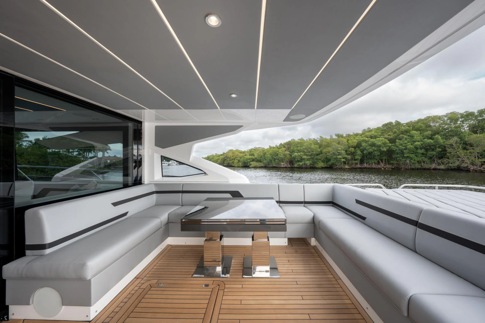 inside of a car aboard DEALER DEMO Yacht for Sale