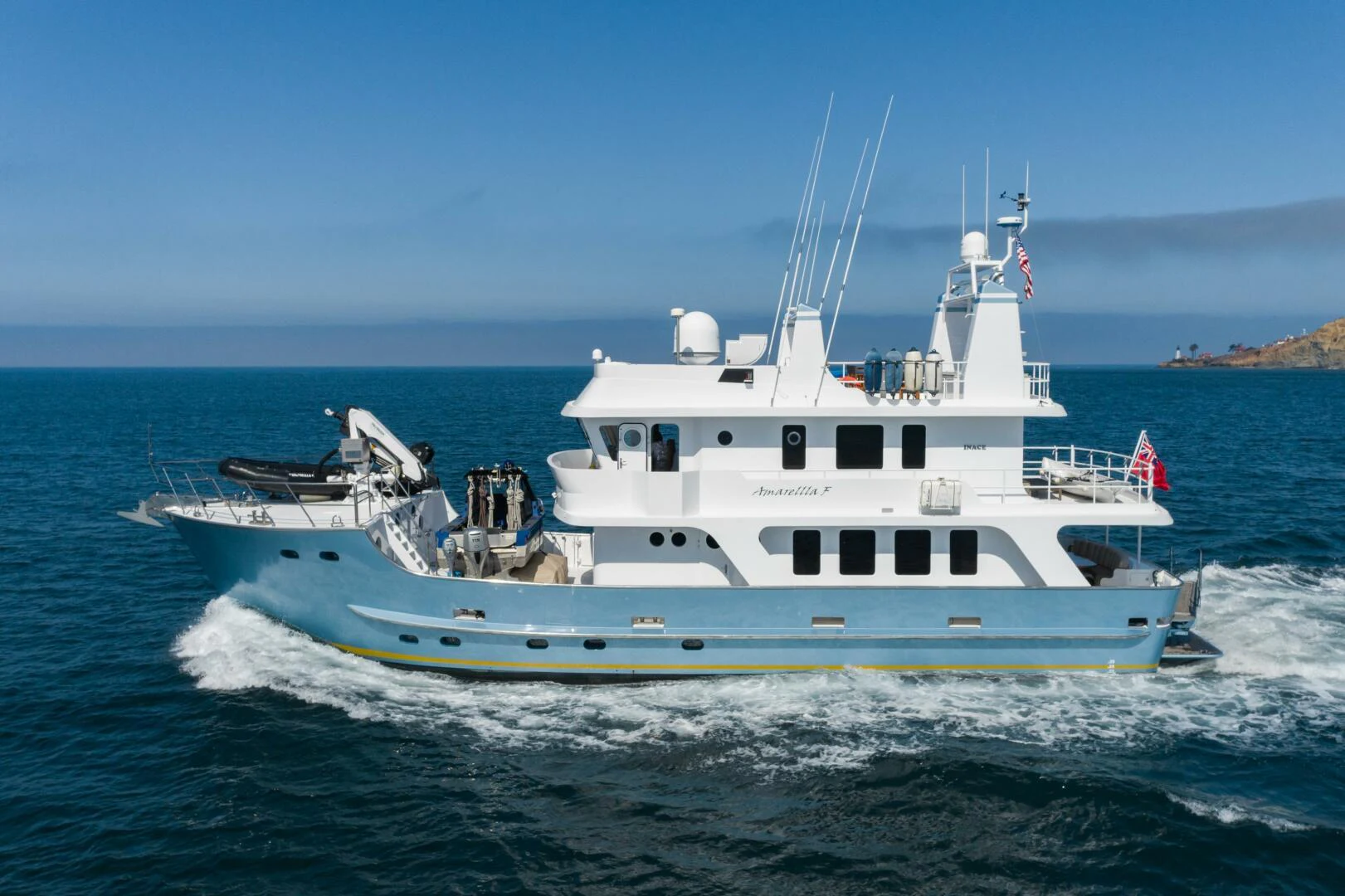 a boat on the water aboard AMARELLA F Yacht for Sale