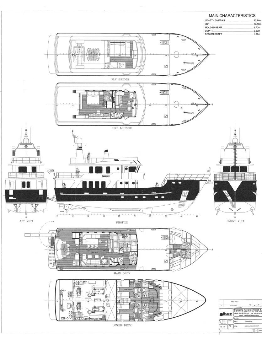 diagram, engineering drawing aboard AMARELLA F Yacht for Sale