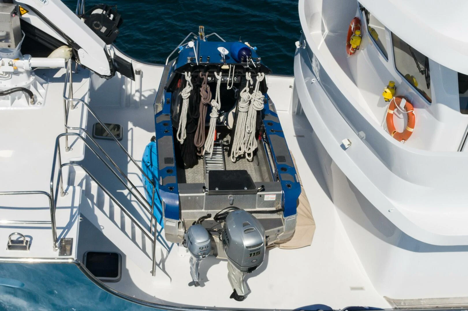 a boat with a motor aboard AMARELLA F Yacht for Sale
