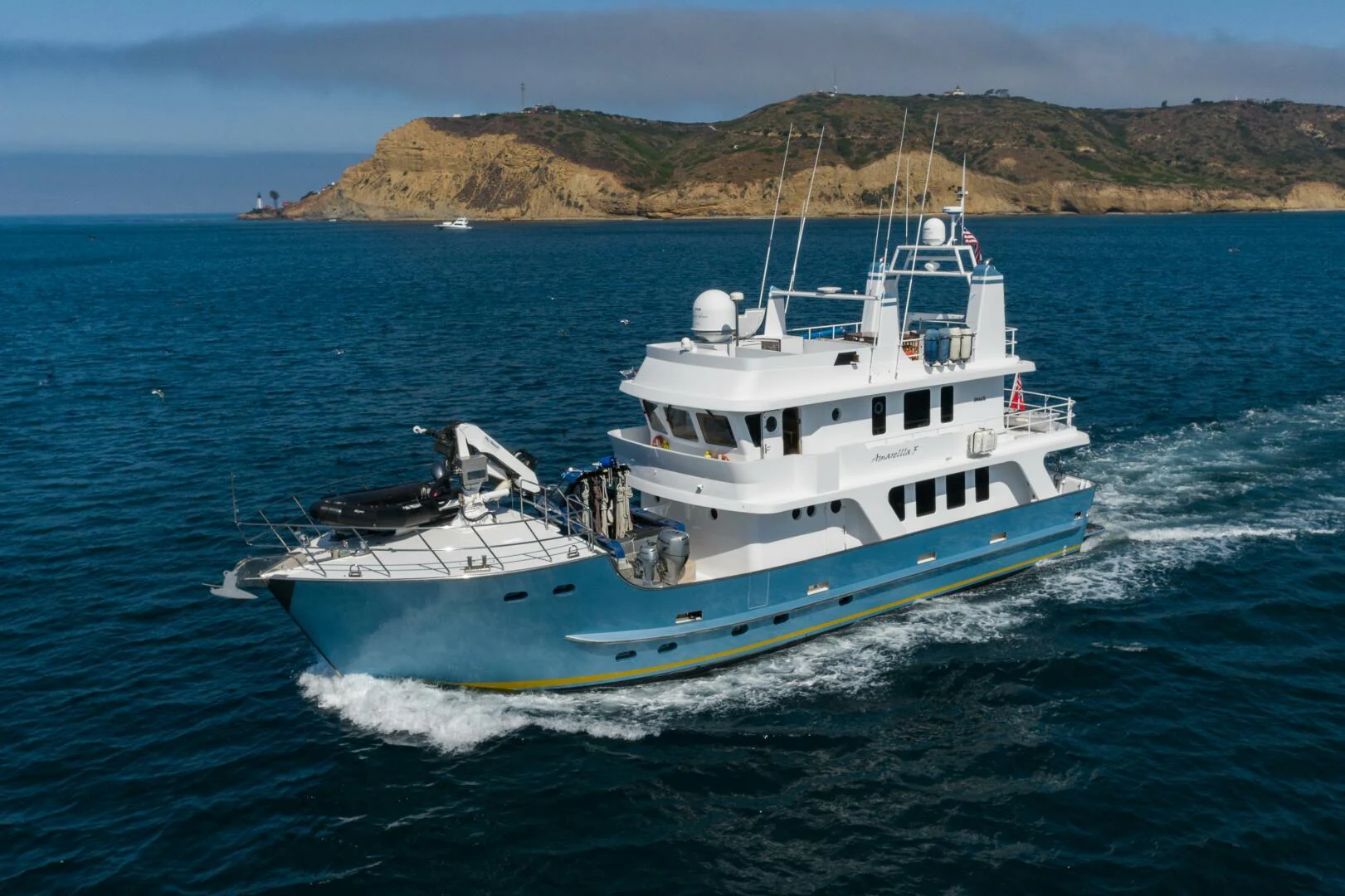 a boat on the water aboard AMARELLA F Yacht for Sale