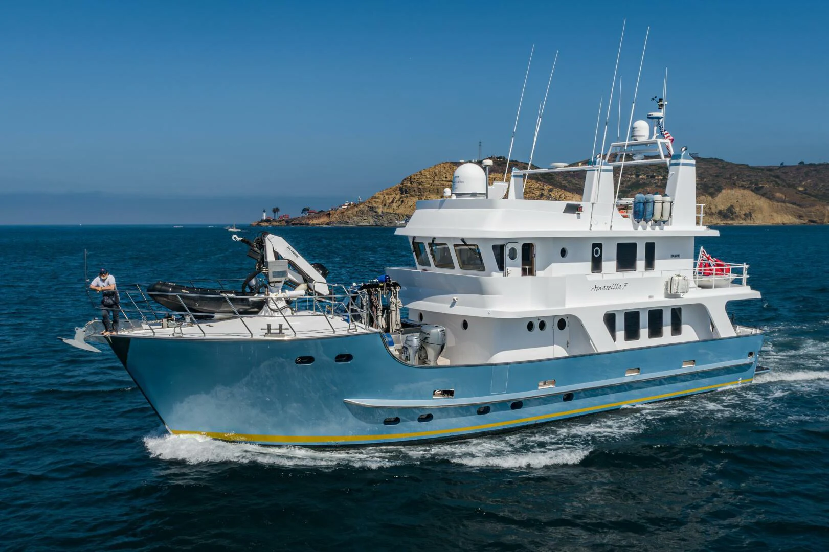a boat on the water aboard AMARELLA F Yacht for Sale