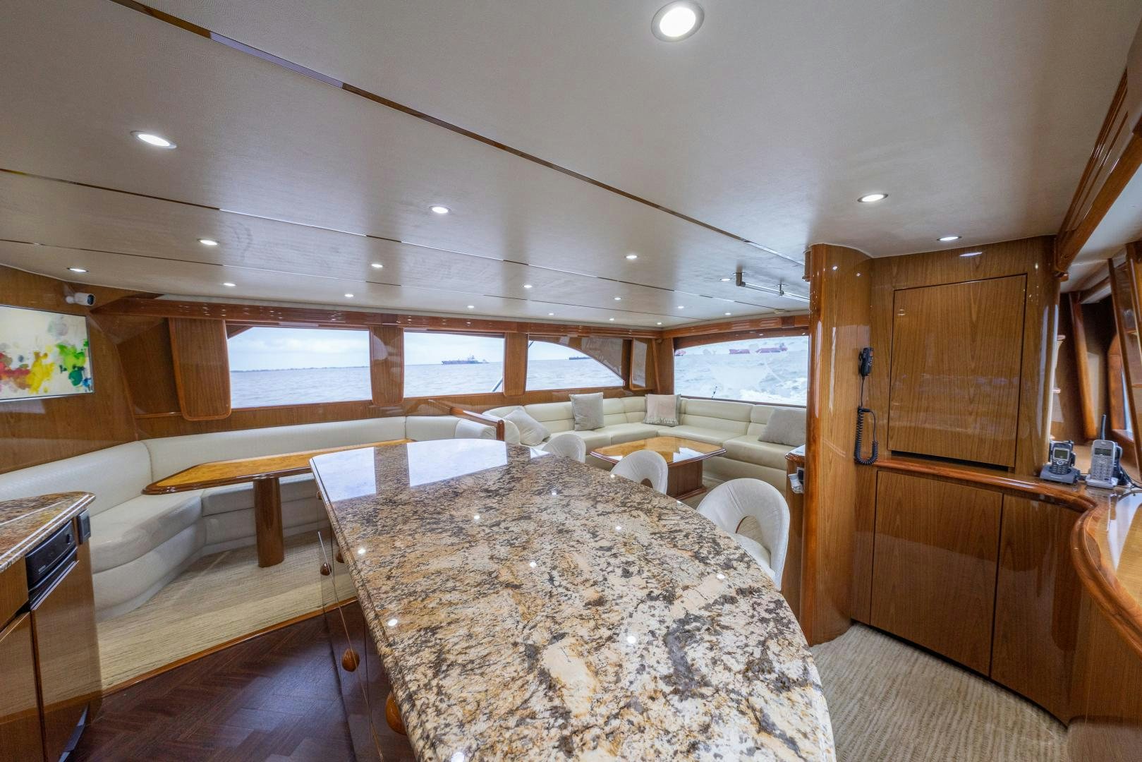 a room with a bed and a wood door aboard MM CRICKET Yacht for Sale