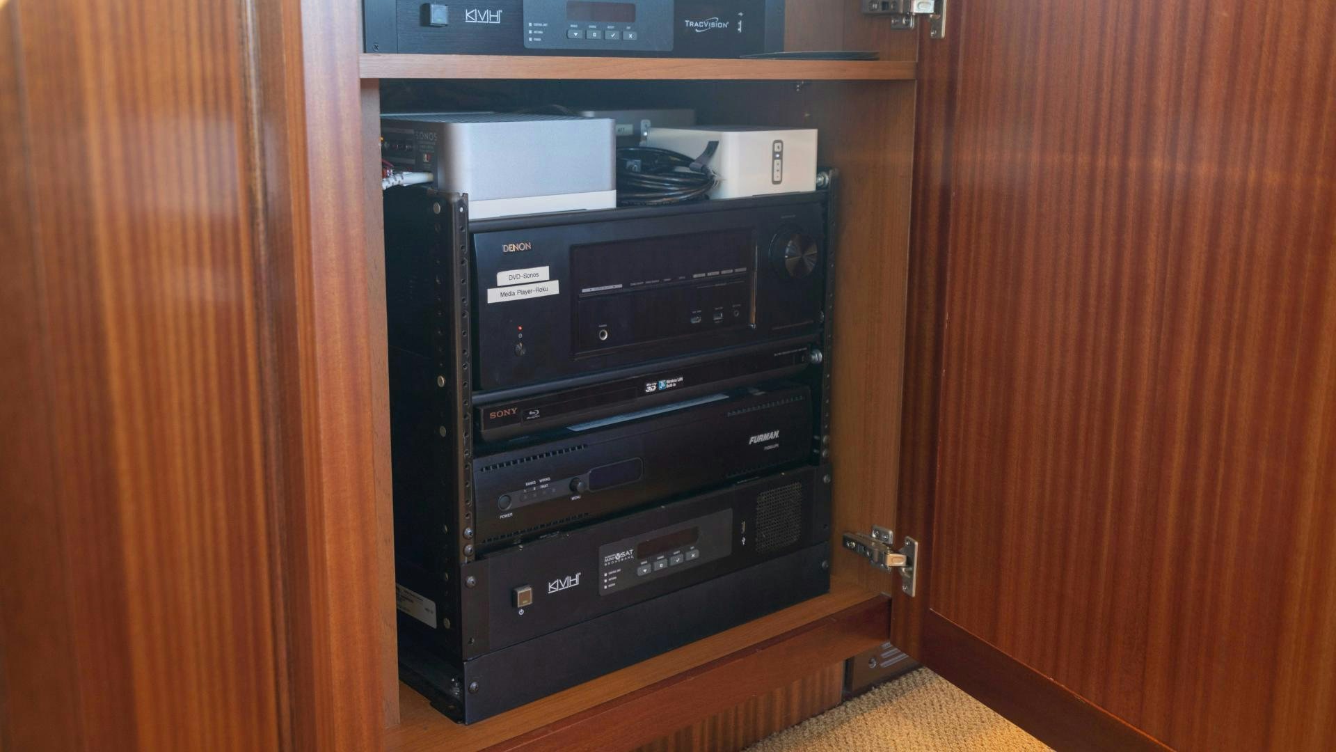 a black cabinet with drawers aboard RHYTHM'N BLUES Yacht for Sale