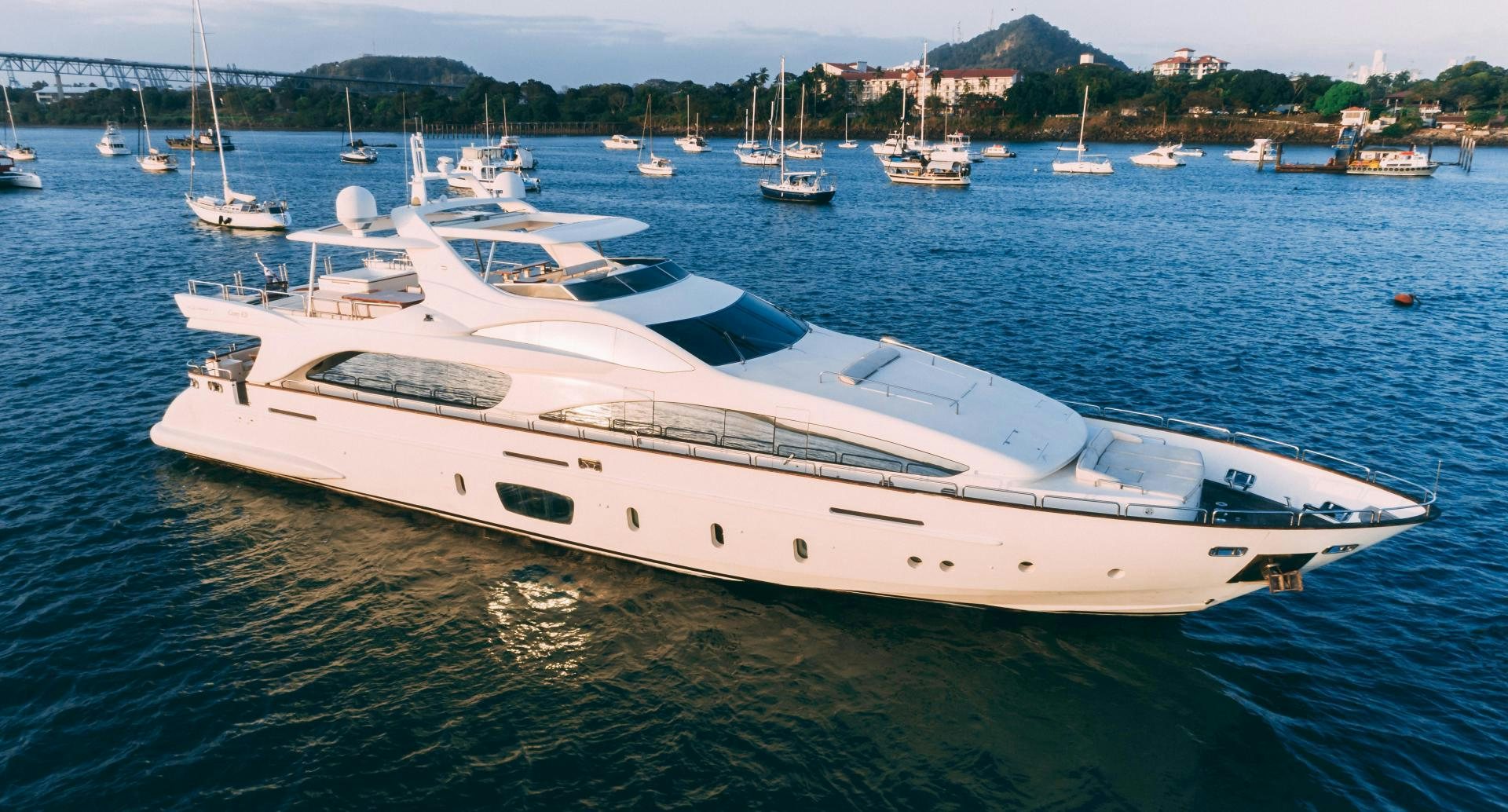 a white yacht in the water aboard CAMY ED Yacht for Sale