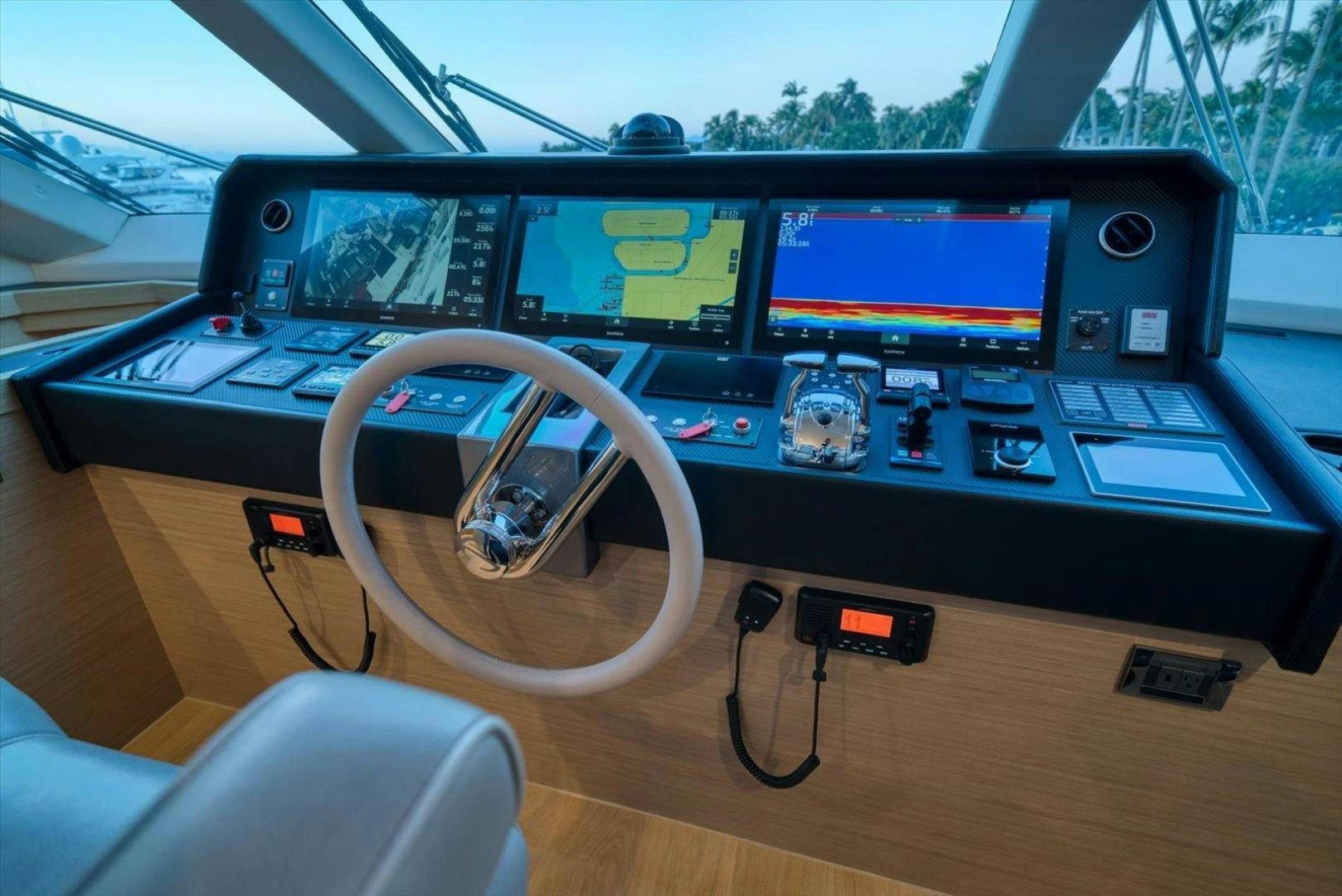 the inside of a car aboard VALIANT Yacht for Sale