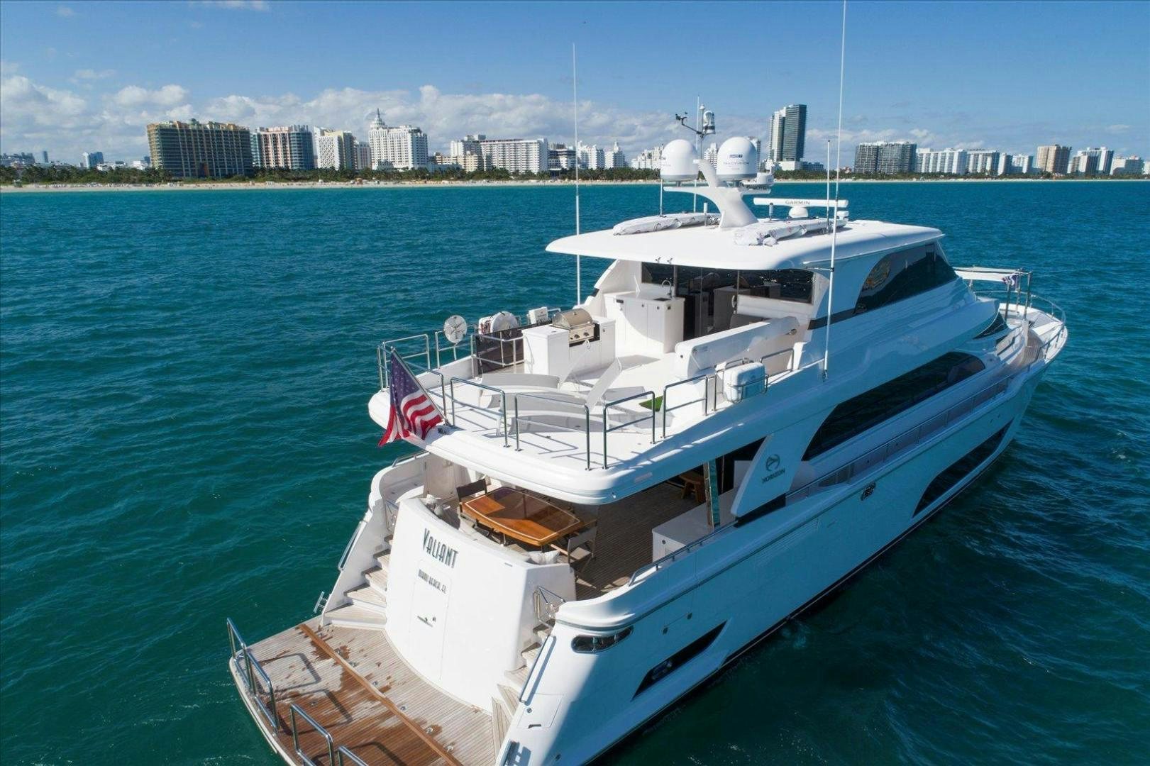 a large white boat in the water aboard VALIANT Yacht for Sale