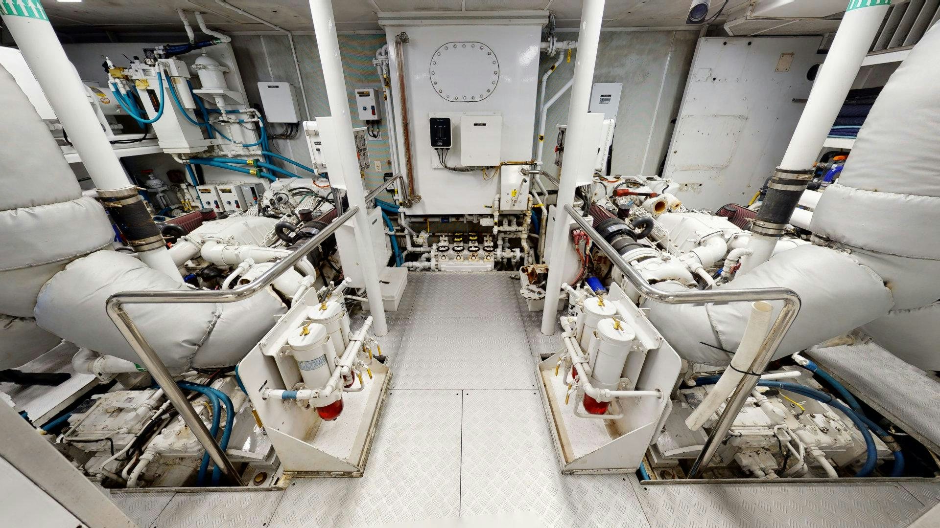 a room with pipes and tubes aboard SUMMER LOVE Yacht for Sale