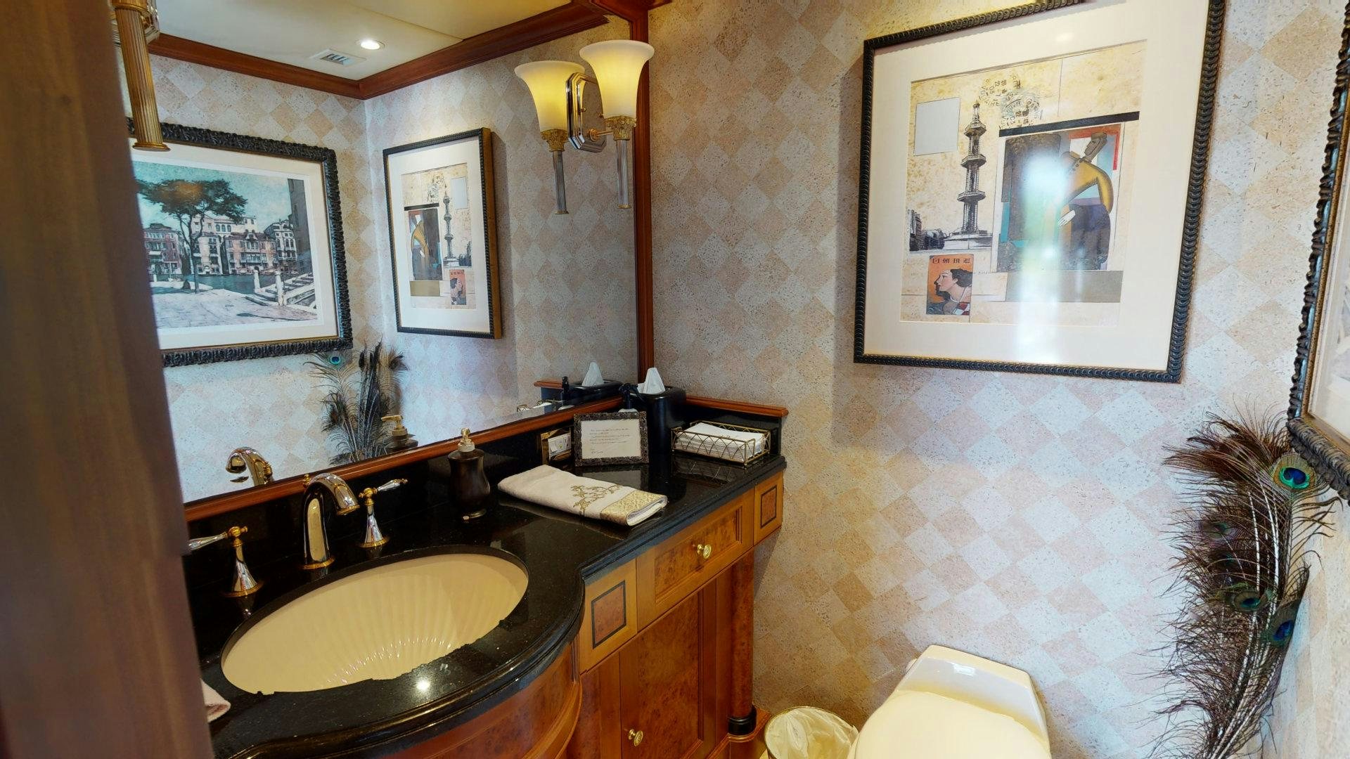 a bathroom with a sink and a mirror aboard SUMMER LOVE Yacht for Sale