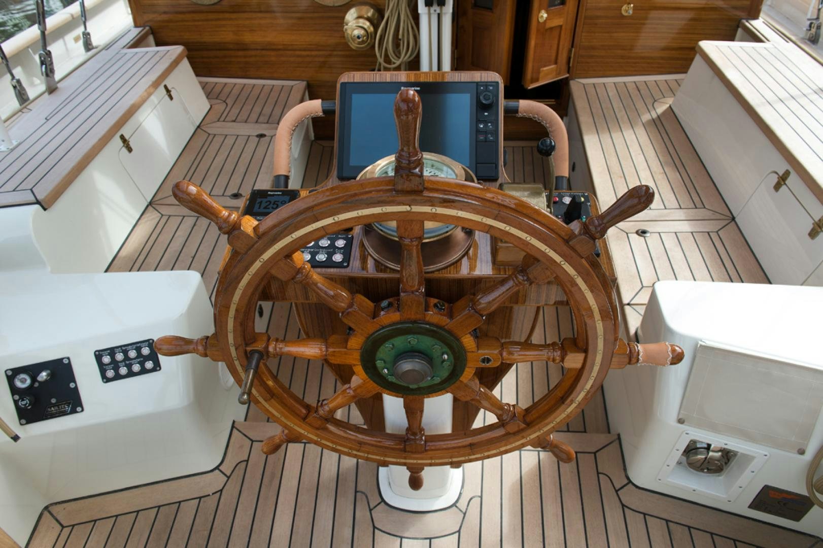a wooden machine with a large metal part aboard SPIRIT OF VENICE Yacht for Sale
