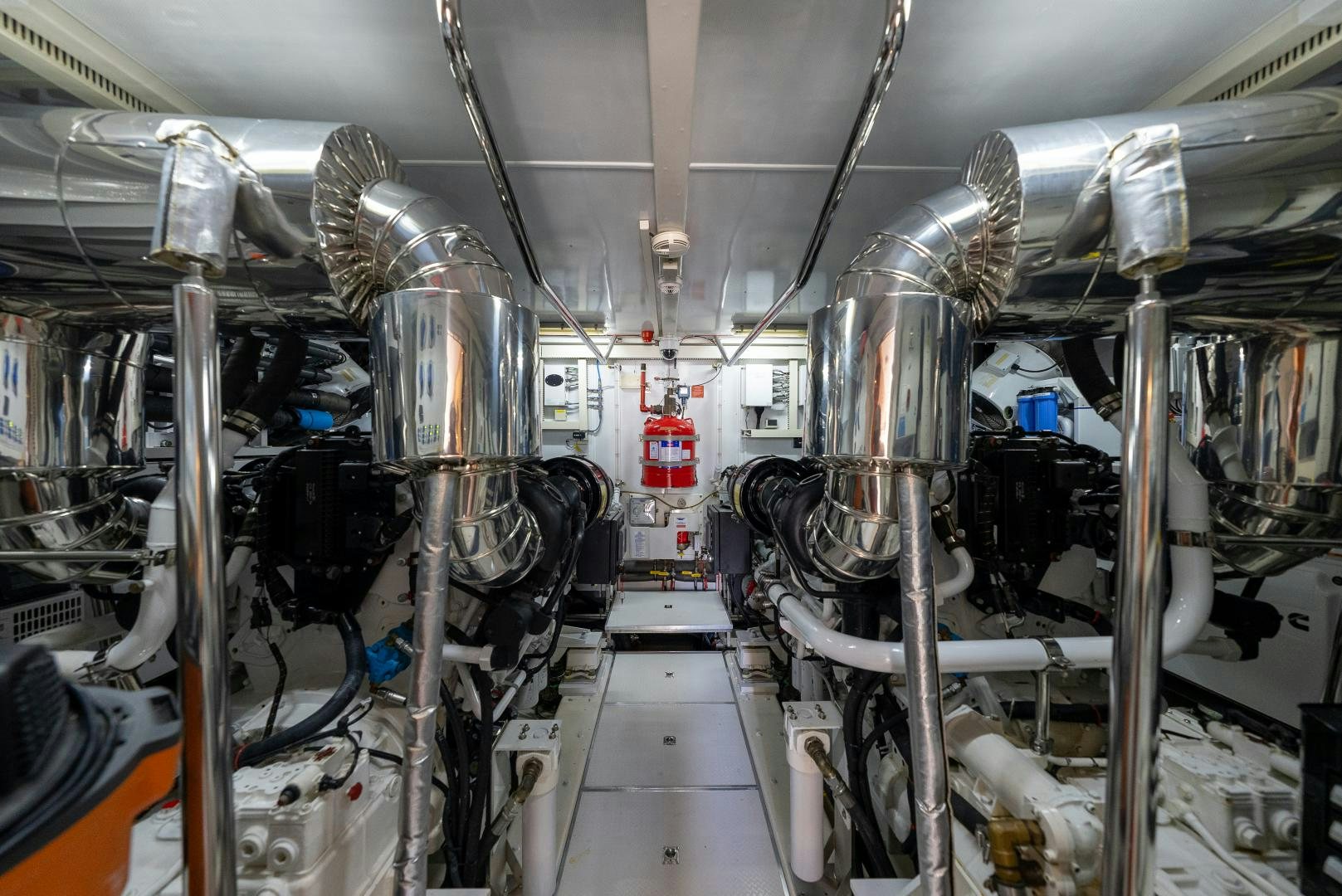 a large factory with many pipes aboard ENCORE Yacht for Sale