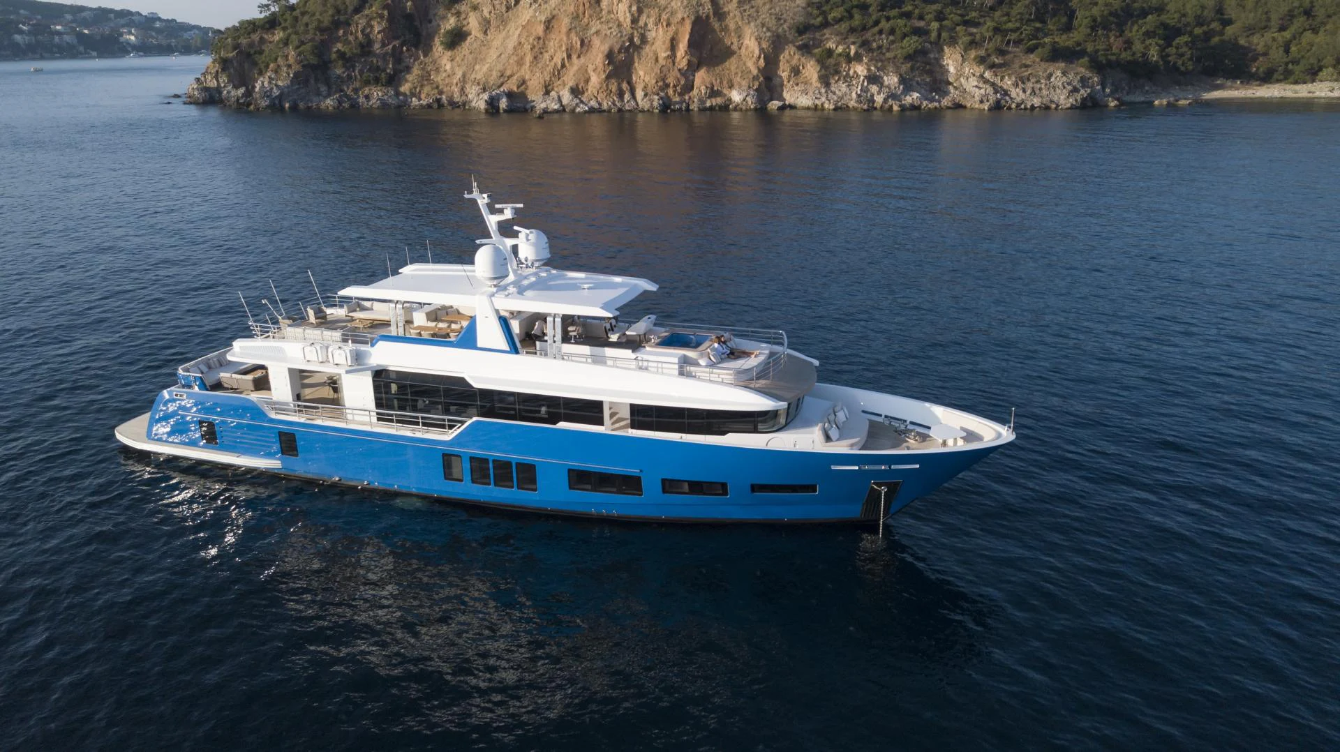a boat on the water aboard ALFRESCO 125 Yacht for Sale