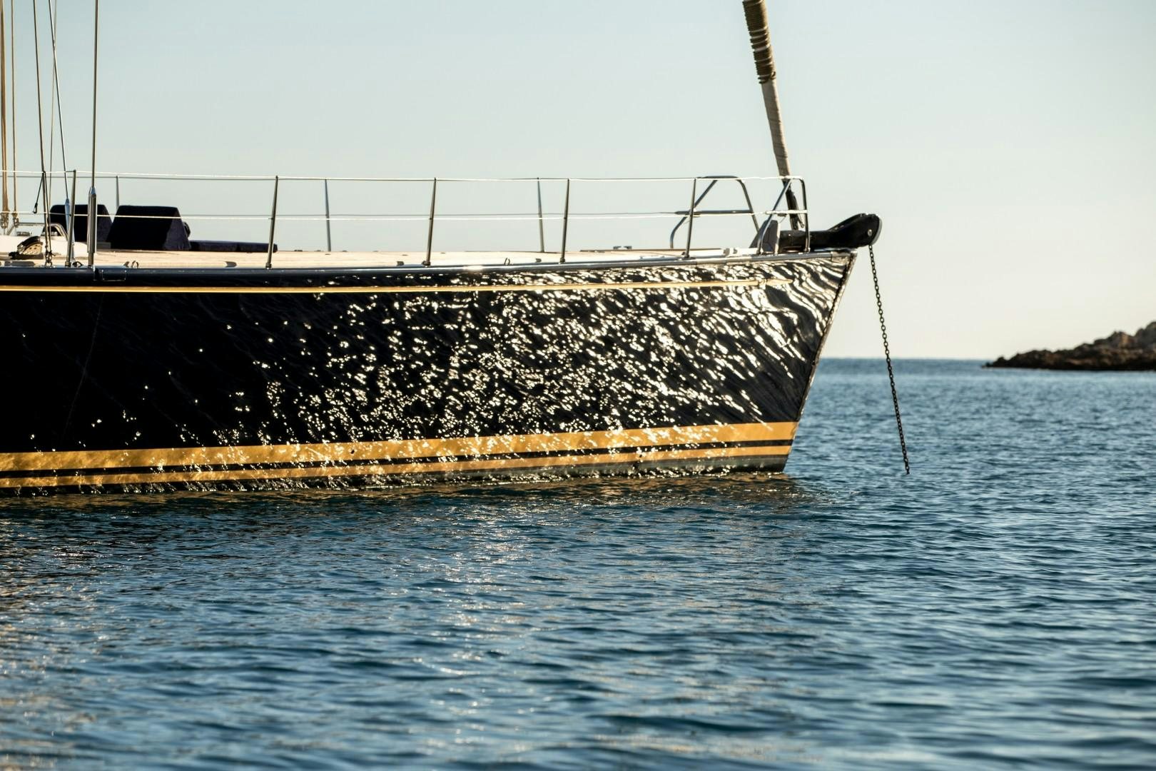 a large ship in the water aboard UMIKO Yacht for Sale