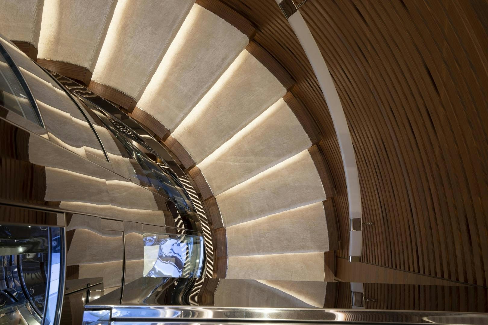 a building with a staircase aboard ATOMIC Yacht for Sale