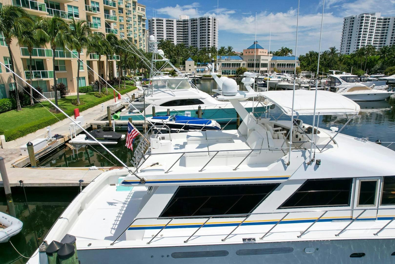a group of boats in a harbor aboard STEALIN TIME Yacht for Sale
