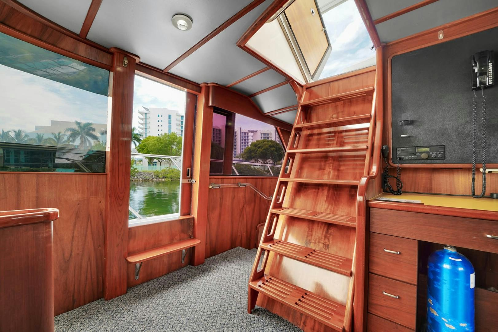 a wooden cabin with a ladder aboard STEALIN TIME Yacht for Sale