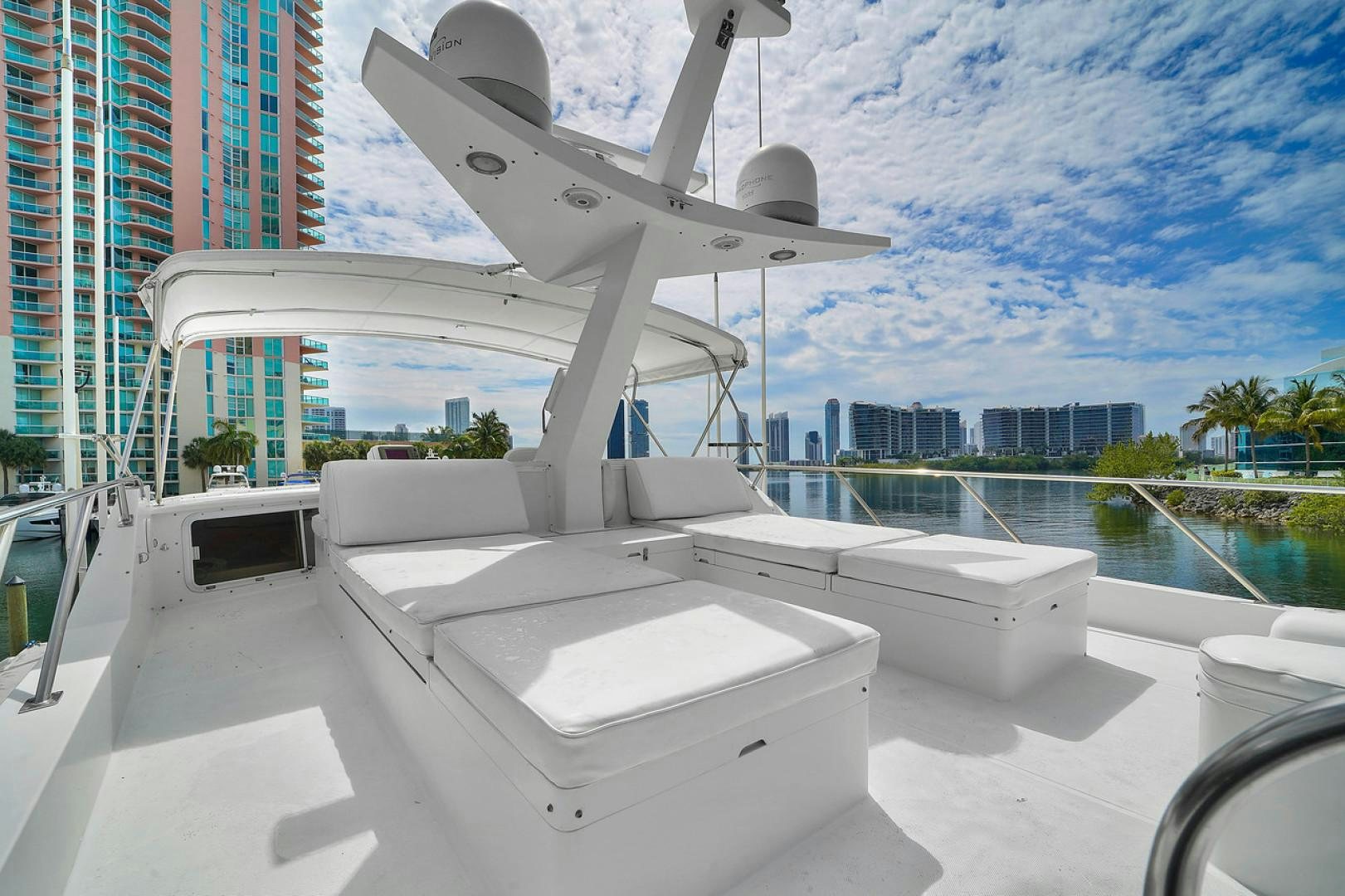 a white satellite dish on a rooftop aboard STEALIN TIME Yacht for Sale