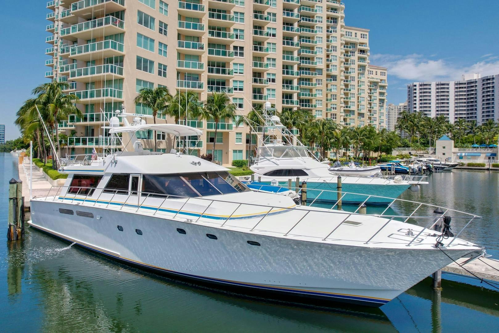 a boat in a harbor aboard STEALIN TIME Yacht for Sale